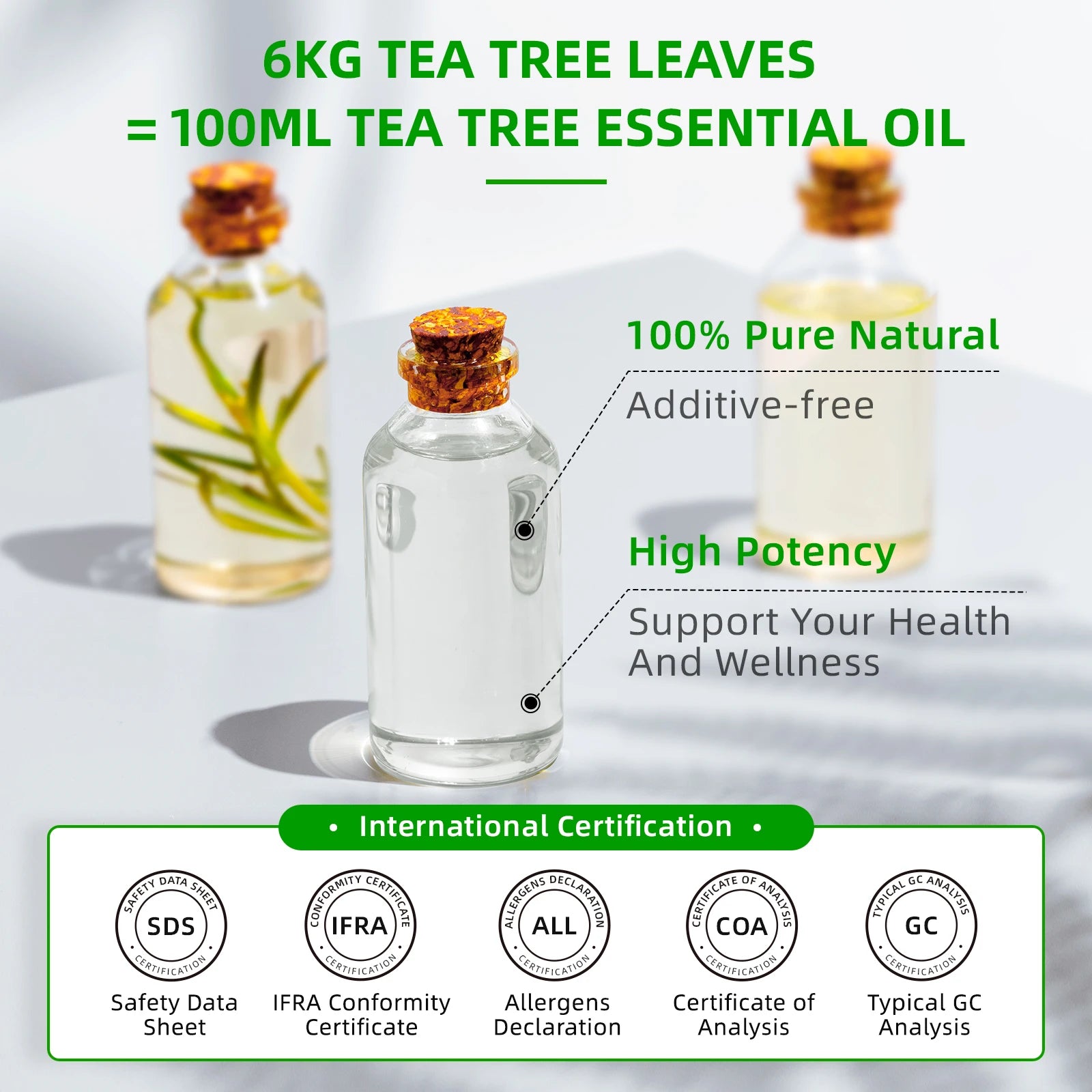 HIQILI 100ML Tea Tree Essential Oils for Diffuser Humidifier Aromatherapy Massage Aromatic Oil for Candles Making Soap Hair care